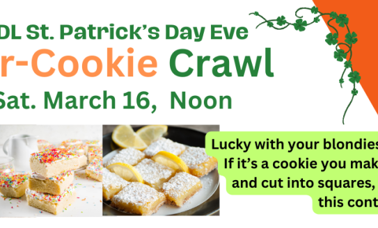 Bar-Cookie Crawl Bakers Wanted - All ages welcome with images of cookie squares