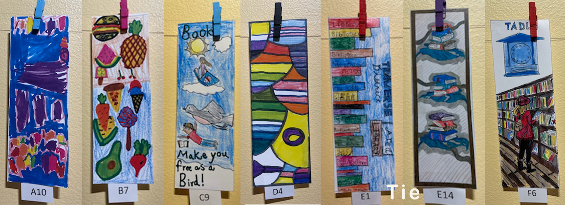 Row of colorful bookmarks