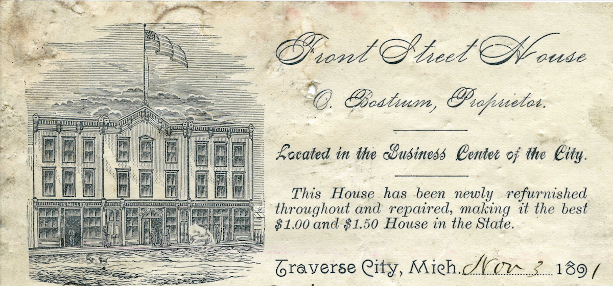 Letter head of Front Street House, dated 1891