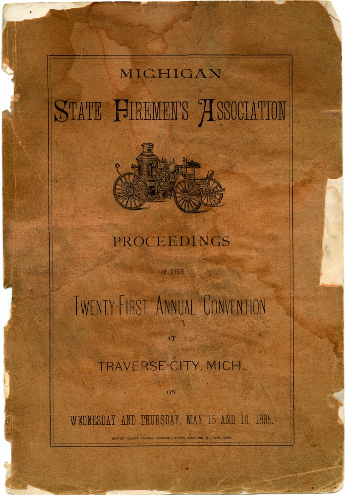 Cover page of State Firefighters Association Convention 1895 program