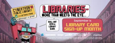 Library Card signup month 2024 transformers image