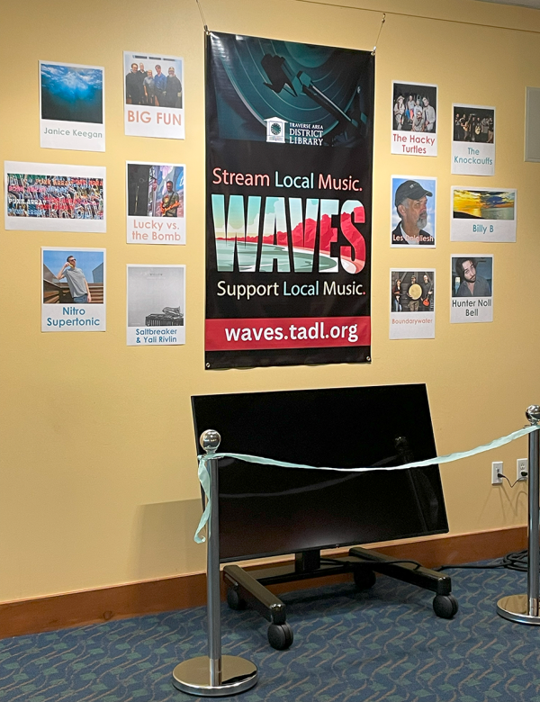 Photos and album covers around TADL Waves banner