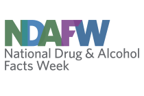 logo for National Drug & Alcohol Facts Week - which has the initials of the organization in shades of blue, green, and purple.