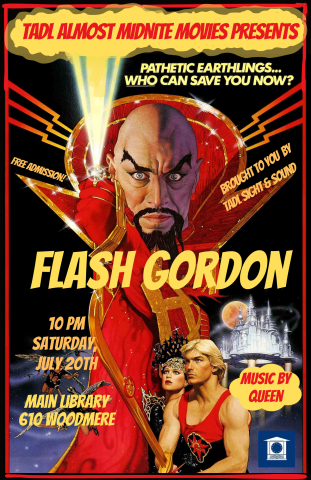Flash Gordon Movie Poster - Movie showing at 10 pm on July 20, 2024