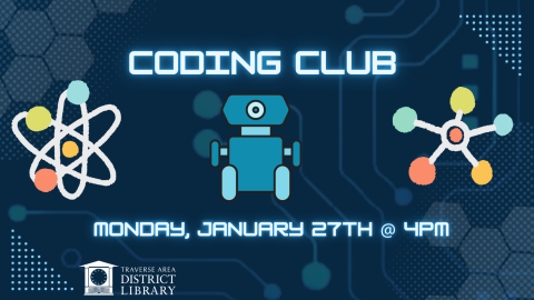 Coding Club Monday January 27th at 4pm with a robot