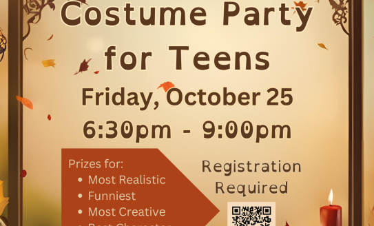 Poster advertising the Fall Costume Party of Teens